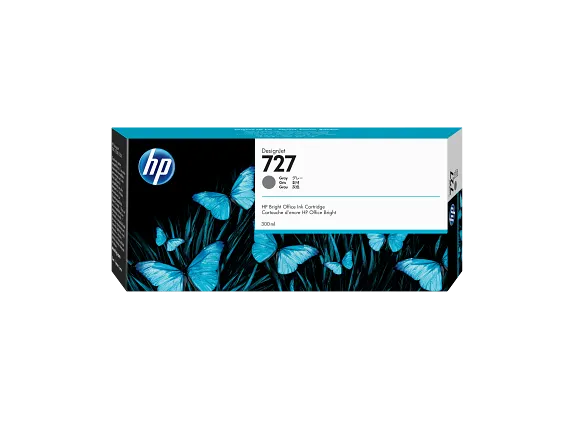 HP 727 F9J80A 300ml Gray DesignJet Ink Cartridge – manufacturer stock photo