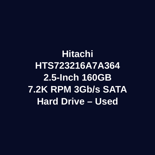 Hitachi HTS723216A7A364 160GB 2.5 Inch 7.2K RPM SATA 3Gb/s Hard Drive – Used – Untested