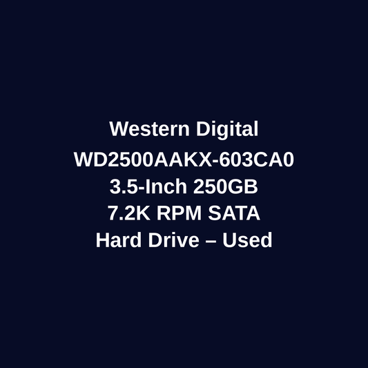 Western Digital WD2500AAKX-603CA0 250GB 3.5 Inch 7.2K RPM SATA Hard Drive – Used – Untested