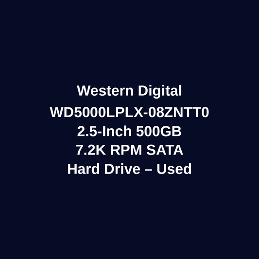 Western Digital WD5000LPLX-08ZNTT0 500GB 2.5 Inch 7.2K RPM SATA Hard Drive – Used – Untested