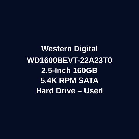 Western Digital WD1600BEVT-22A23T0 160GB 2.5 Inch 5.4K RPM SATA Hard Drive – Used – Untested
