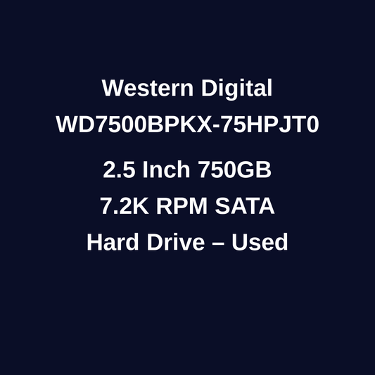 Western Digital WD7500BPKX-75HPJT0 750GB 2.5 Inch 7.2K RPM SATA Hard Drive – Used – Untested