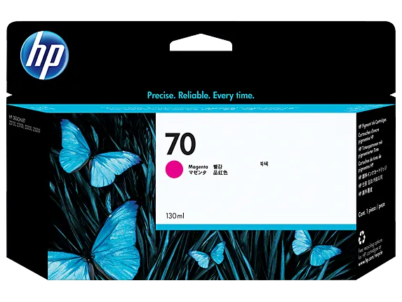HP 70 C9453A 130ml Magenta DesignJet Ink Cartridge – manufacturer stock photo